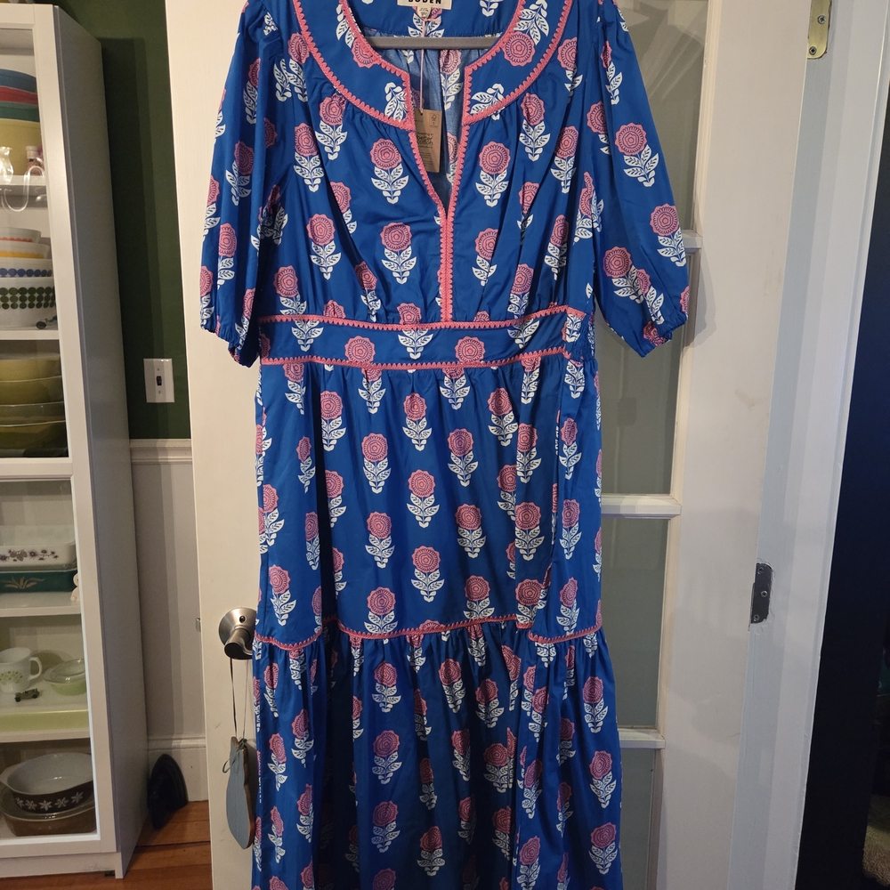 Boden Blue and Pink Floral Dress Size 16/18 - Picture 4 of 7